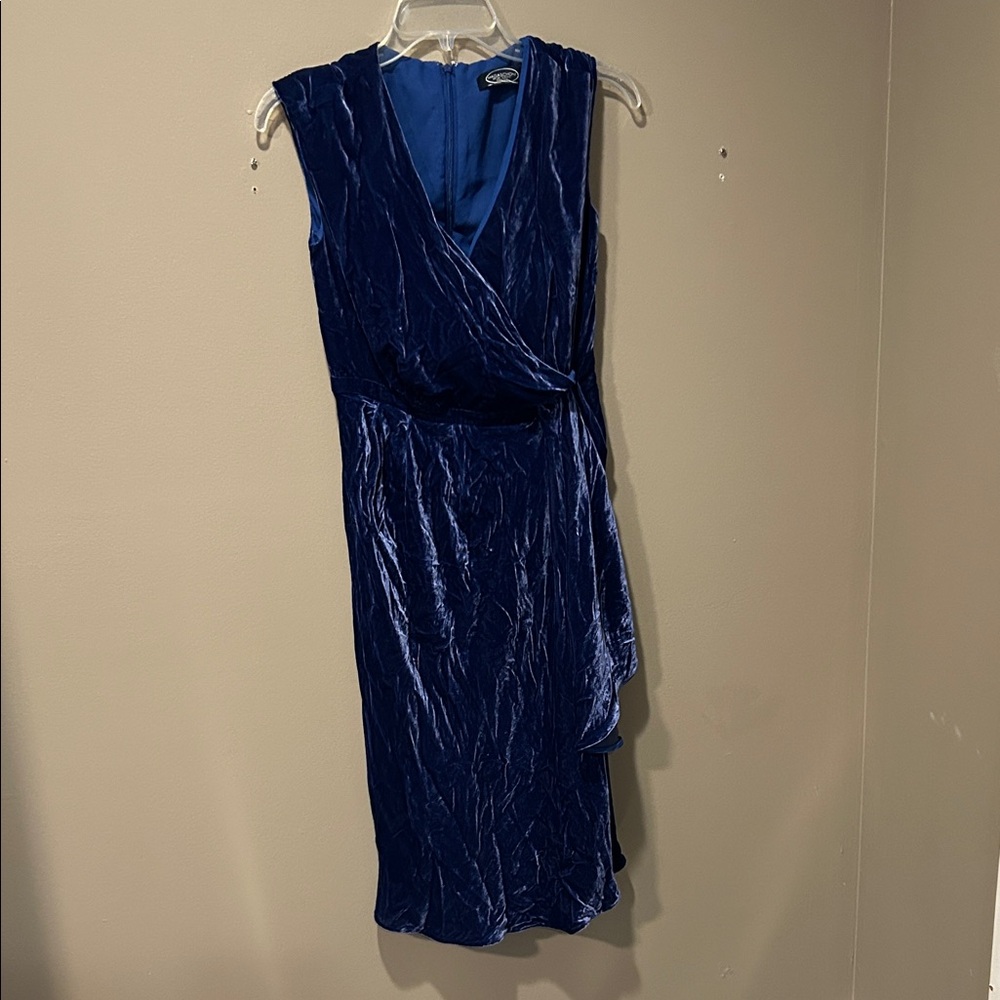Magaschoni Deep Blue Velvet Midi Dress
